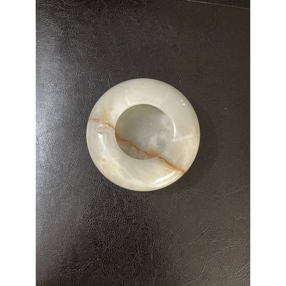 Vintage Hand Carved Marble Onyx Stone Ashtray